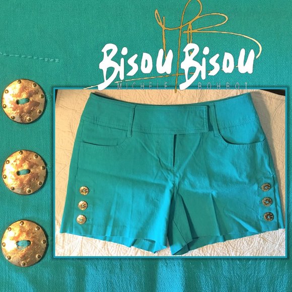 Bisou Bisou Pants - BISOU BISOU "Island Hopper" Turquoise Shorts